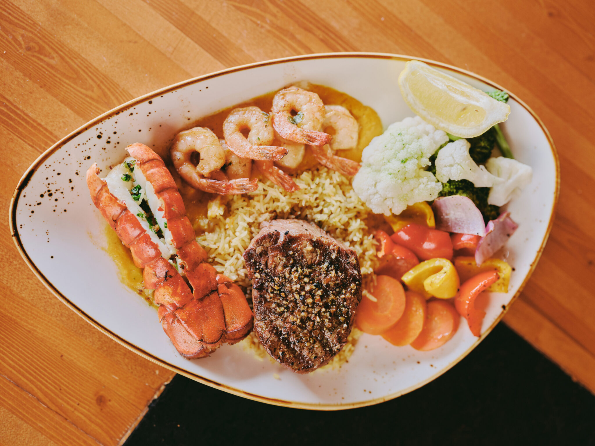 assiette terre et mers fait par brasserie mario trembla