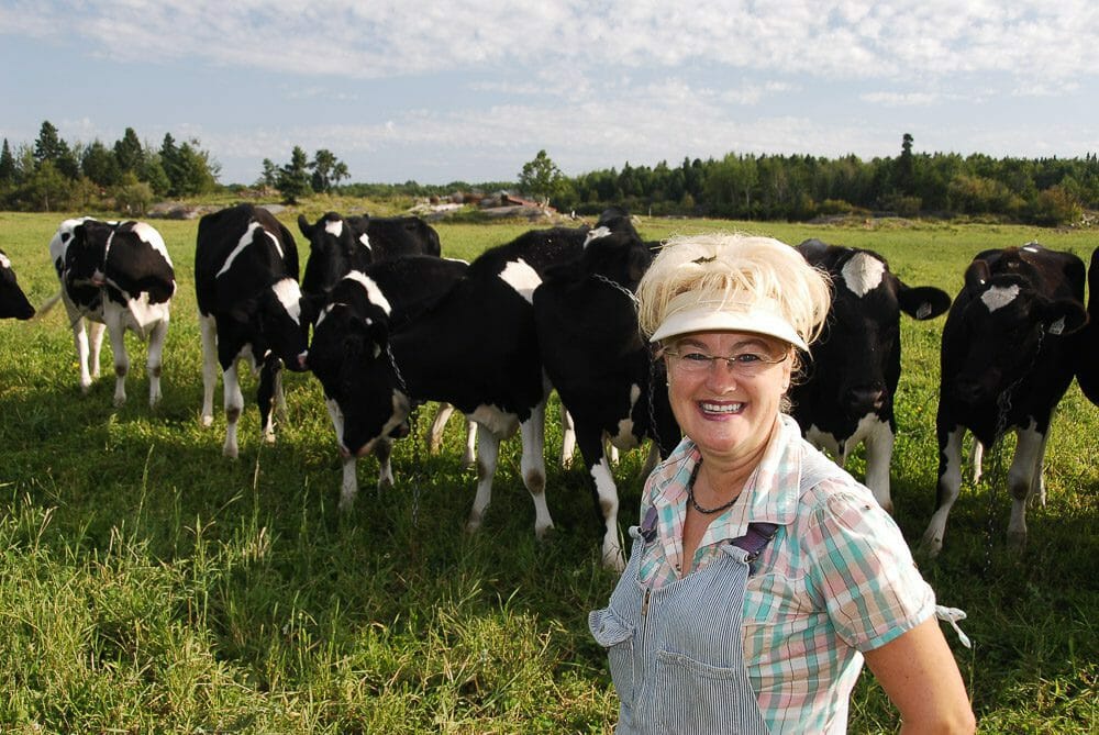 Diane avec des vaches derrière